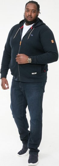 D555 IRVIN Full Zip Jacquard Hoody With Chest Embroidery Navy - Sweatshirts & Hoodies - Sweatshirt & Camisolas com Capuz tamanhos grandes