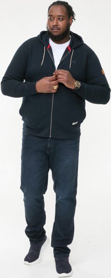 D555 IRVIN Full Zip Jacquard Hoody With Chest Embroidery Navy - Sweatshirts & Hoodies - Sweatshirt & Camisolas com Capuz tamanhos grandes