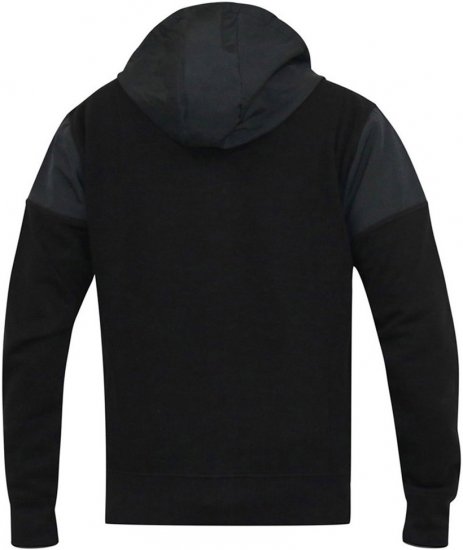 D555 DEAN Couture Zip Through Hoody With Woven Contrast Fabric Trim Black - Sweatshirts & hoodies - Sweatshirt & Camisolas com Capuz tamanhos grandes