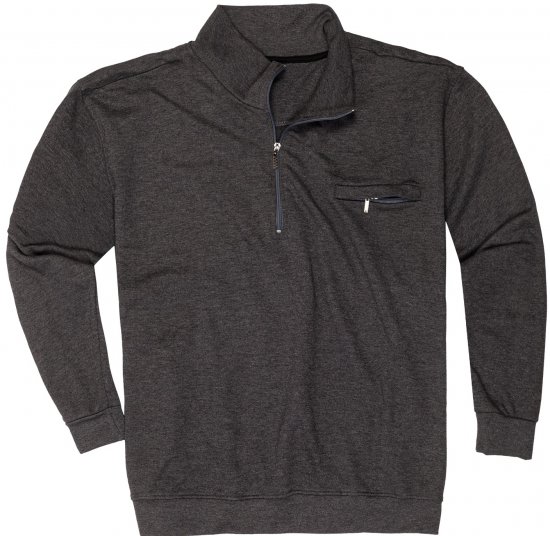 Adamo Athen Sweatshirt Half Zipper Charocal - Sweatshirts & hoodies - Sweatshirt & Camisolas com Capuz tamanhos grandes