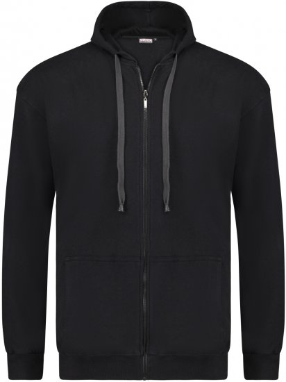 Adamo Athen Hoodie with Zipper Black - Sweatshirts & hoodies - Sweatshirt & Camisolas com Capuz tamanhos grandes