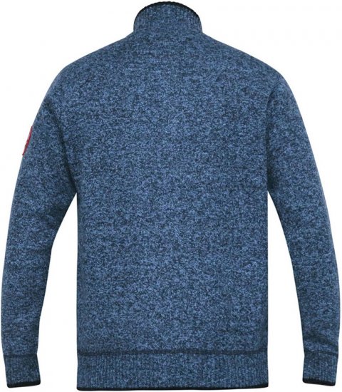 D555 ECCLES Cable Knitted Zip Through Sweater With Bonded Check Lining Denim Marl - Sweatshirts & hoodies - Sweatshirt & Camisolas com Capuz tamanhos grandes