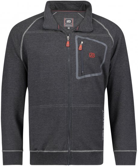 Adamo Manuel Sweatshirt with Zipper Charcoal - Sweatshirts & hoodies - Sweatshirt & Camisolas com Capuz tamanhos grandes