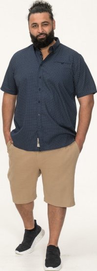 D555 Norwich Short Sleeve Micro AOP Shirt With Hidden Button Down Navy - Camisas - Camisas Homem Tamanhos Grandes