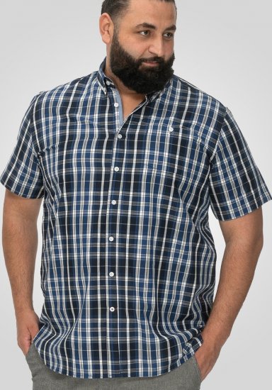 D555 Walsall Button Down Collar Short Sleeve Shirt Navy Shirt - Camisas - Camisas Homem Tamanhos Grandes