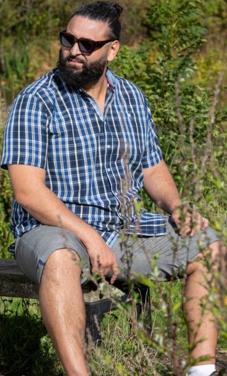 D555 Walsall Button Down Collar Short Sleeve Shirt Navy Shirt - Camisas - Camisas Homem Tamanhos Grandes