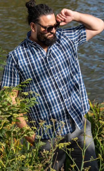 D555 Walsall Button Down Collar Short Sleeve Shirt Navy Shirt - Camisas - Camisas Homem Tamanhos Grandes