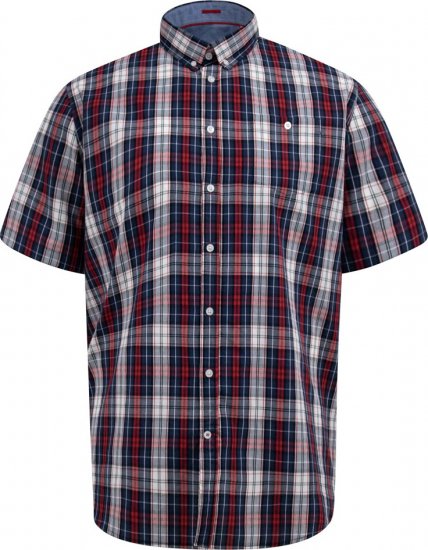 D555 Shields Button Down Collar Short Sleeve Shirt With Pocket Red Check - Camisas - Camisas Homem Tamanhos Grandes