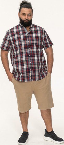 D555 Shields Button Down Collar Short Sleeve Shirt With Pocket Red Check - Camisas - Camisas Homem Tamanhos Grandes