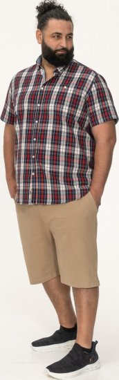 D555 Shields Button Down Collar Short Sleeve Shirt With Pocket Red Check - Camisas - Camisas Homem Tamanhos Grandes