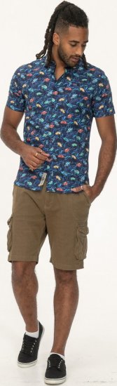 D555 Hartlepool Short Sleeve Vintage Car AOP Stretch Shirt Blue - Camisas - Camisas Homem Tamanhos Grandes