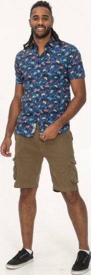 D555 Hartlepool Short Sleeve Vintage Car AOP Stretch Shirt Blue - Camisas - Camisas Homem Tamanhos Grandes