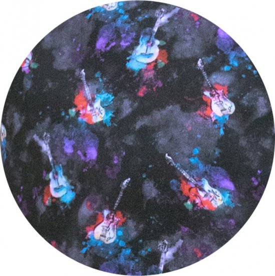 D555 Farnborough Short Sleeve Guitar AOP Shirt With Hidden Button Down Black - Camisas - Camisas Homem Tamanhos Grandes