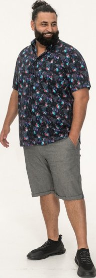 D555 Farnborough Short Sleeve Guitar AOP Shirt With Hidden Button Down Black - Camisas - Camisas Homem Tamanhos Grandes