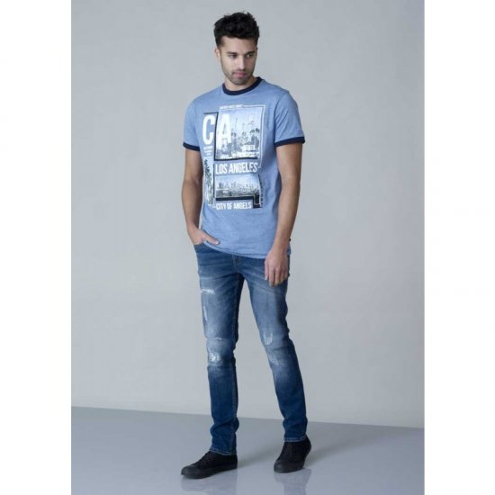 D555 Howie Fine Stripe T-shirt Blue - T-shirts - T-shirts Homem Tamanhos Grandes
