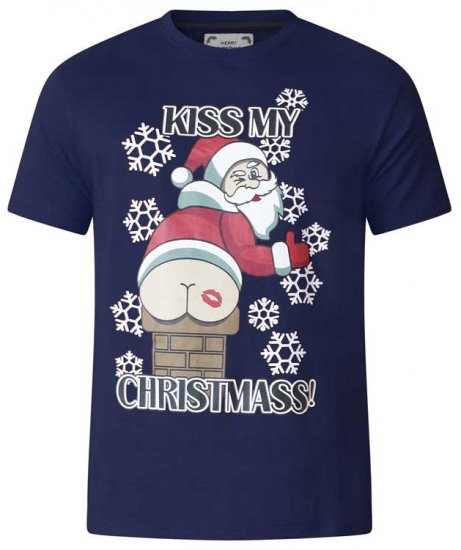 D555 Naughty X-mas T-shirt Navy - T-shirts - T-shirts Homem Tamanhos Grandes