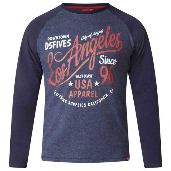 D555 Neill Long Sleeve T-shirt Navy - T-shirts - T-shirts Homem Tamanhos Grandes