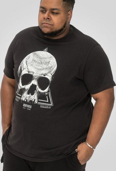 D555 Hucknall Skull Monochrome Printed Crew Neck T-shirt Washed Black - T-shirts - T-shirts Homem Tamanhos Grandes