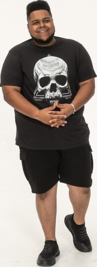 D555 Hucknall Skull Monochrome Printed Crew Neck T-shirt Washed Black - T-shirts - T-shirts Homem Tamanhos Grandes