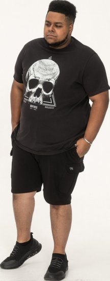 D555 Hucknall Skull Monochrome Printed Crew Neck T-shirt Washed Black - T-shirts - T-shirts Homem Tamanhos Grandes
