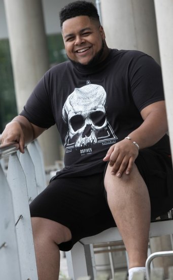 D555 Hucknall Skull Monochrome Printed Crew Neck T-shirt Washed Black - T-shirts - T-shirts Homem Tamanhos Grandes