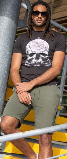 D555 Hucknall Skull Monochrome Printed Crew Neck T-shirt Washed Black - T-shirts - T-shirts Homem Tamanhos Grandes