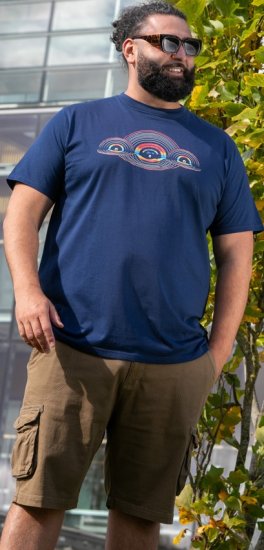 D555 Cheltenham Record With Reflection Printed T-shirt French Navy - T-shirts - T-shirts Homem Tamanhos Grandes