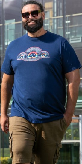 D555 Cheltenham Record With Reflection Printed T-shirt French Navy - T-shirts - T-shirts Homem Tamanhos Grandes