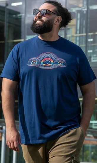 D555 Cheltenham Record With Reflection Printed T-shirt French Navy - T-shirts - T-shirts Homem Tamanhos Grandes