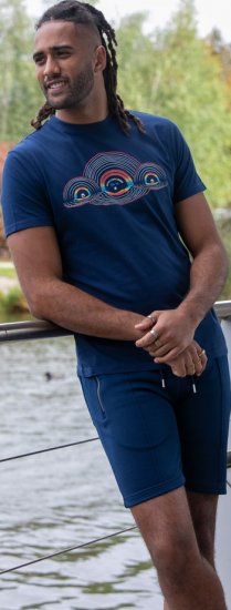 D555 Cheltenham Record With Reflection Printed T-shirt French Navy - T-shirts - T-shirts Homem Tamanhos Grandes