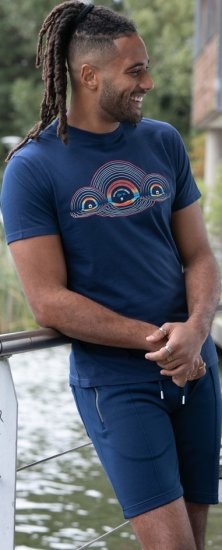 D555 Cheltenham Record With Reflection Printed T-shirt French Navy - T-shirts - T-shirts Homem Tamanhos Grandes