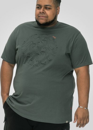 D555 Poole Circle Wave Printed Crew Neck T-shirt Khaki - T-shirts - T-shirts Homem Tamanhos Grandes