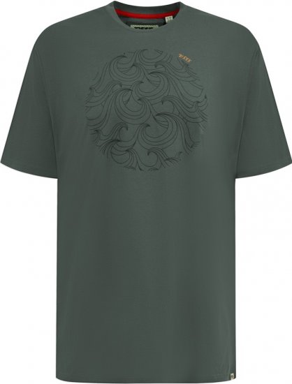 D555 Poole Circle Wave Printed Crew Neck T-shirt Khaki - T-shirts - T-shirts Homem Tamanhos Grandes