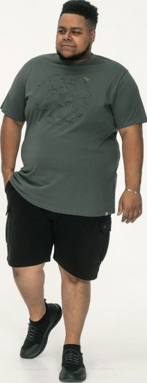 D555 Poole Circle Wave Printed Crew Neck T-shirt Khaki - T-shirts - T-shirts Homem Tamanhos Grandes