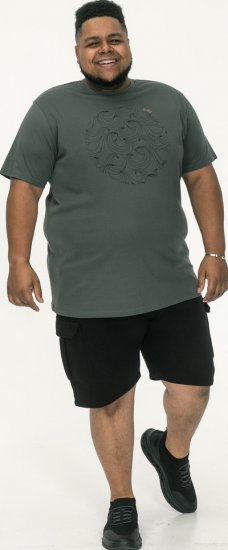 D555 Poole Circle Wave Printed Crew Neck T-shirt Khaki - T-shirts - T-shirts Homem Tamanhos Grandes
