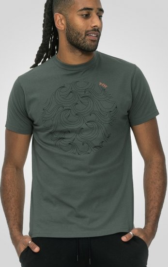D555 Poole Circle Wave Printed Crew Neck T-shirt Khaki - T-shirts - T-shirts Homem Tamanhos Grandes