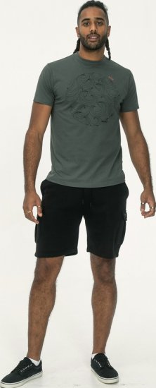 D555 Poole Circle Wave Printed Crew Neck T-shirt Khaki - T-shirts - T-shirts Homem Tamanhos Grandes