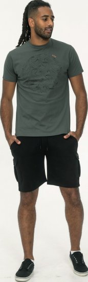 D555 Poole Circle Wave Printed Crew Neck T-shirt Khaki - T-shirts - T-shirts Homem Tamanhos Grandes