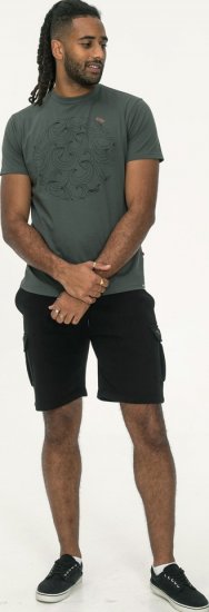 D555 Poole Circle Wave Printed Crew Neck T-shirt Khaki - T-shirts - T-shirts Homem Tamanhos Grandes