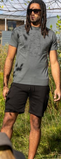 D555 Poole Circle Wave Printed Crew Neck T-shirt Khaki - T-shirts - T-shirts Homem Tamanhos Grandes