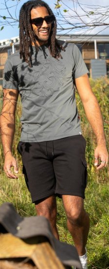 D555 Poole Circle Wave Printed Crew Neck T-shirt Khaki - T-shirts - T-shirts Homem Tamanhos Grandes