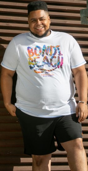 D555 SYDNEY Multi Coloured Bondi Beach Printed T-Shirt White - T-shirts - T-shirts Homem Tamanhos Grandes