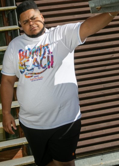 D555 SYDNEY Multi Coloured Bondi Beach Printed T-Shirt White - T-shirts - T-shirts Homem Tamanhos Grandes