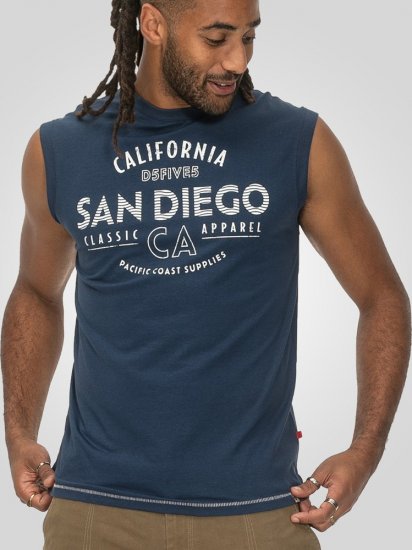 D555 Havant San Diego Printed Sleeveless T-Shirt French Navy - T-shirts - T-shirts Homem Tamanhos Grandes