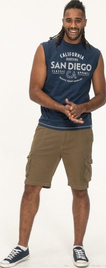 D555 Havant San Diego Printed Sleeveless T-Shirt French Navy - T-shirts - T-shirts Homem Tamanhos Grandes