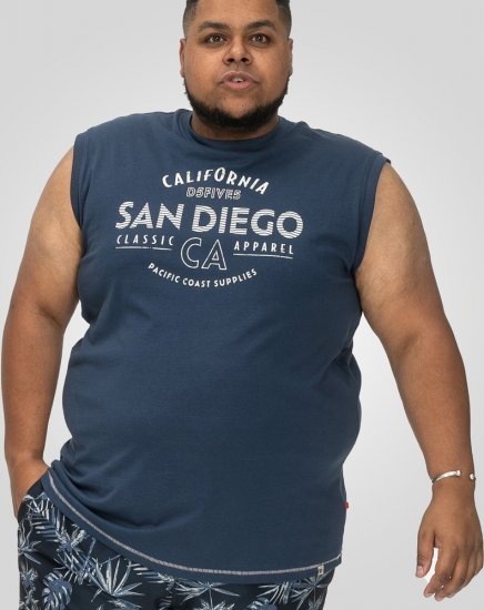 D555 Havant San Diego Printed Sleeveless T-Shirt French Navy - T-shirts - T-shirts Homem Tamanhos Grandes