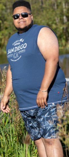 D555 Havant San Diego Printed Sleeveless T-Shirt French Navy - T-shirts - T-shirts Homem Tamanhos Grandes