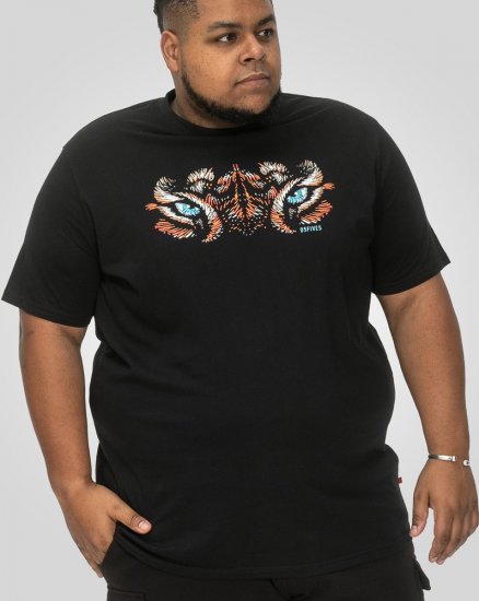 D555 Leamington Tiger Eyes Printed Crew Neck T-shirt Black - T-shirts - T-shirts Homem Tamanhos Grandes