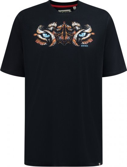 D555 Leamington Tiger Eyes Printed Crew Neck T-shirt Black - T-shirts - T-shirts Homem Tamanhos Grandes