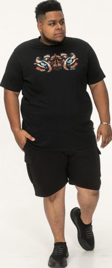 D555 Leamington Tiger Eyes Printed Crew Neck T-shirt Black - T-shirts - T-shirts Homem Tamanhos Grandes